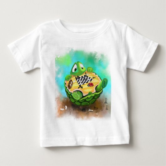 Funny Baby T - Shirt Turtle Ladybug Schach spielen (Vorderseite)