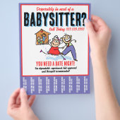 Funny Babysitting Child Care Tear Sheet Promo Flyer (Hand)