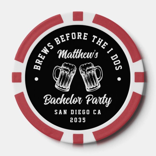 Funny Bachelor Party Brews Before I Dos Beer Pokerchips (Vorderseite)