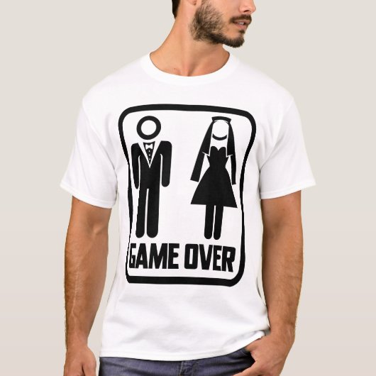 Funny Bachelor Party Game Over Sign Wedding Spaß T-Shirt (Vorderseite)
