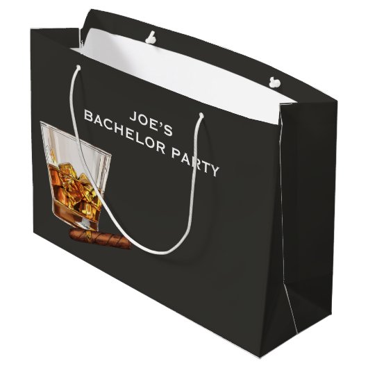 Funny Bachelor Party Große Geschenktüte (Rückseite Schrägansicht)