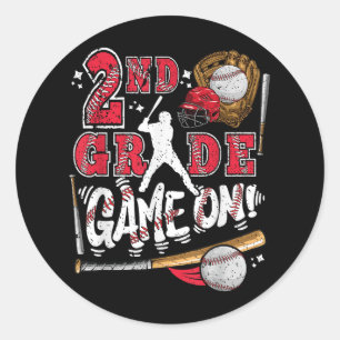 Funny Back to School 2. Klasse Baseball Spiel auf Runder Aufkleber