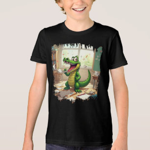 Funny Back to School Dinosaurier Eating Hausaufgab Tri-Blend Shirt