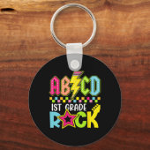 Funny Back To School Lightning Bolt 1st Grade Rock Schlüsselanhänger (Vorderseite)