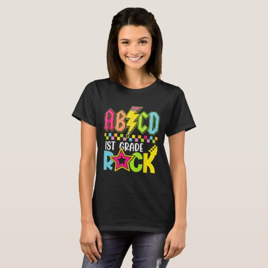 Funny Back To School Lightning Bolt 1st Grade Rock T-Shirt (Vorne ganz)