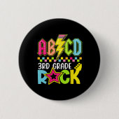 Funny Back To School Lightning Bolt 3rd Grade Rock Button (Vorderseite)