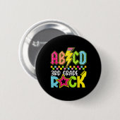 Funny Back To School Lightning Bolt 3rd Grade Rock Button (Vorne & Hinten)