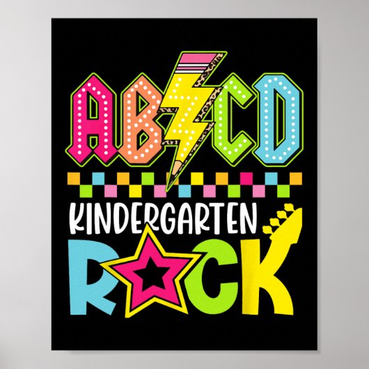 Funny Back To School Lightning Bolt Kindergarten R Poster (Vorne)