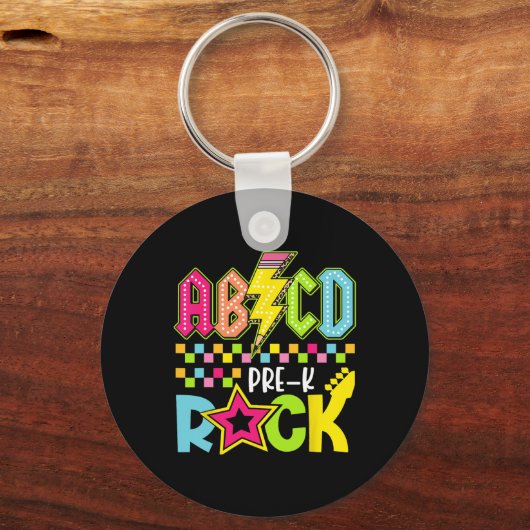 Funny Back To School Lightning Bolt Pre K Rock Kid Schlüsselanhänger (Vorderseite)