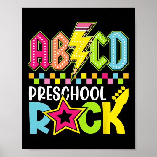 Funny Back To School Lightning Bolt Preschool Rock Poster (Vorne)