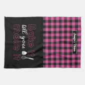 Funny Backbake es, bis Sie es rosa Kariert machen Geschirrtuch (Horizontal)