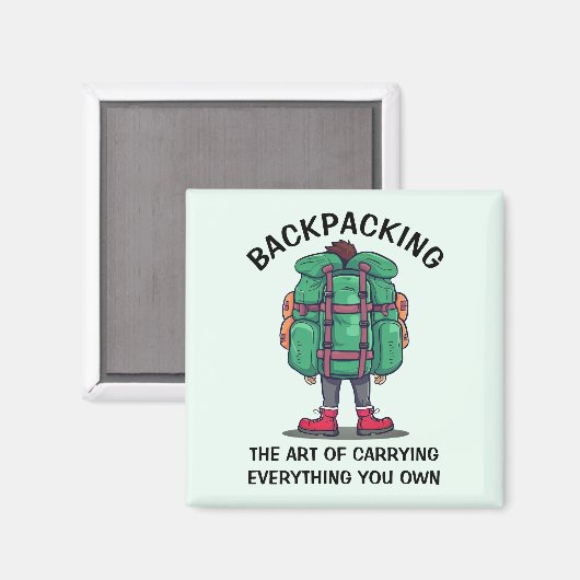 Funny Backpacking Magnet (Vorderseite/Rückseite)
