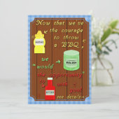 Funny Backyard Barbecue Party Puff Einladung (Stehend Vorderseite)