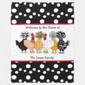 Funny Backyard Chickens Polish Hens Polka Dot Fleecedecke (Vorderseite)
