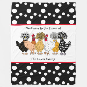 Funny Backyard Chickens Polish Hens Polka Dot Fleecedecke