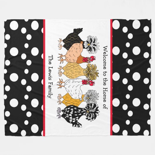Funny Backyard Chickens Polish Hens Polka Dot Fleecedecke (Vorderseite (Horizontal))