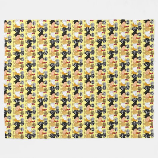 Funny Backyard Chickens Polish Hens Polka Dot Fleecedecke (Vorderseite (Horizontal))