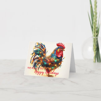 Funny Backyard Chickens Rooster Weihnachtsbeleucht Feiertagskarte