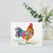 Funny Backyard Chickens Rooster Weihnachtsbeleucht Postkarte (Stehend Vorderseite)