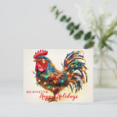 Funny Backyard Chickens Rooster Weihnachtsbeleucht Postkarte (Stehend Vorderseite)