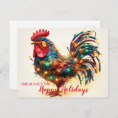 Funny Backyard Chickens Rooster Weihnachtsbeleucht Postkarte (Vorne/Hinten)