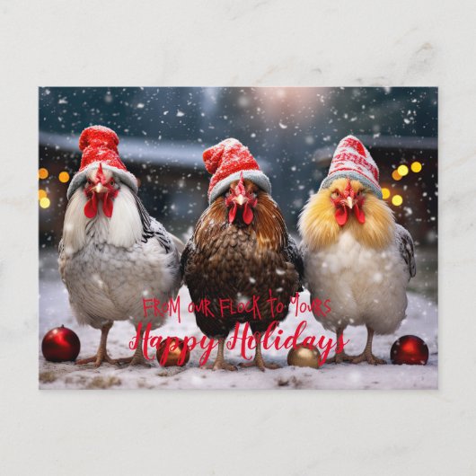 Funny Backyard Chickens Weihnachtsfeiertage Postkarte (Vorderseite)