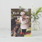 Funny Backyard GRILLEN Party lädt ein Einladung (Stehend Vorderseite)