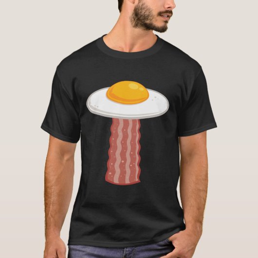Funny Bacon Egg UFO Frühstück Alien Spaß T-Shirt (Vorderseite)