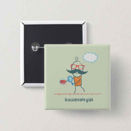 Funny Bacteriologist Scientist mit Big Mustache Button (Vorne & Hinten)