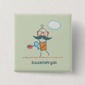 Funny Bacteriologist Scientist mit Big Mustache Button (Vorderseite)