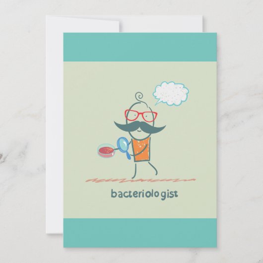 Funny Bacteriologist Scientist mit Big Mustache Einladung (Vorderseite)
