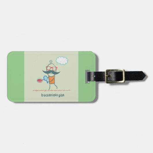 Funny Bacteriologist Scientist mit Big Mustache Gepäckanhänger (Vorderseite horizontal)