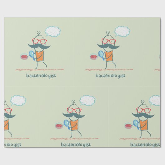 Funny Bacteriologist Scientist mit Big Mustache Geschenkpapier (Flach)