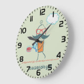 Funny Bacteriologist Scientist mit Big Mustache Große Wanduhr (Winkel)