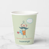 Funny Bacteriologist Scientist mit Big Mustache Pappbecher (Vorderseite)