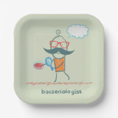 Funny Bacteriologist Scientist mit Big Mustache Pappteller (Vorderseite)