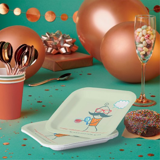 Funny Bacteriologist Scientist mit Big Mustache Pappteller