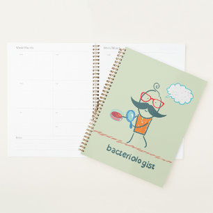 Funny Bacteriologist Scientist mit Big Mustache Planer