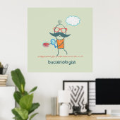 Funny Bacteriologist Scientist mit Big Mustache Poster (Heimbüro)