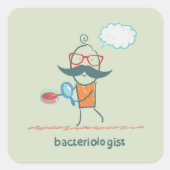 Funny Bacteriologist Scientist mit Big Mustache Quadratischer Aufkleber (Vorderseite)