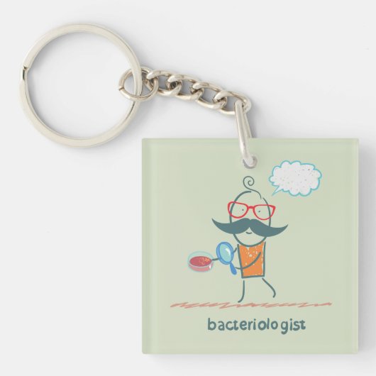 Funny Bacteriologist Scientist mit Big Mustache Schlüsselanhänger (Vorderseite)