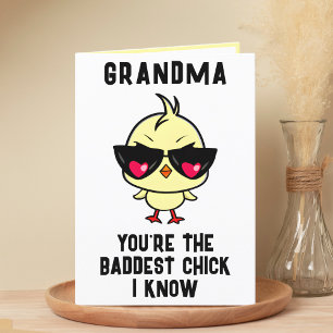 Funny Bad Chick Chicken Großmutter Happy Birthday Dankeskarte