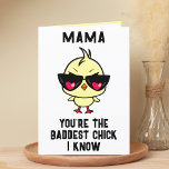 Funny Bad Chick Chicken Mother Happy Birthday Dankeskarte<br><div class="desc">Suchen Sie eine einzigartige Möglichkeit, Ihre Liebe und Ihren Spaß Ihrer Mutter auszudrücken? Unsere lustige Chicken Grußkarte ist die perfekte Wahl für Ihre Mutter zum Geburtstag! Passen Sie es an, indem Sie Ihre eigene persönliche Nachricht hinzufügen. Im Design ist ein cooles Baby-Kätzchen mit einer Sonnenbrille und einem roten Herz dabei....</div>