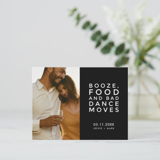 Funny Bad Dance Moves Wedding Save the Date Ankündigungspostkarte (Stehend Vorderseite)