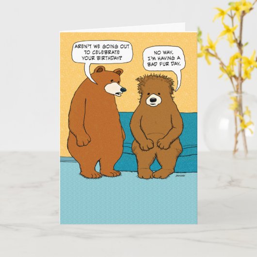 Funny Bad Fur Day Birthday Karte (Gelbe Blume)