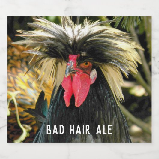 Funny Bad Hair Day Chicken Bierflaschenetikett (Einzelnes Label)
