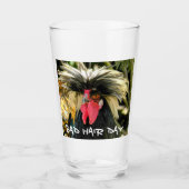 Funny Bad Hair Day Chicken Meme Glas (Vorderseite)