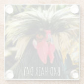 Funny Bad Hair Day Chicken Meme Glasuntersetzer (Rückseite)