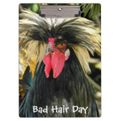 Funny Bad Hair Day Chicken Meme Klemmbrett (Vorderseite)