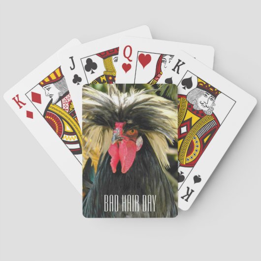 Funny Bad Hair Day Chicken Meme Spielkarten (Rückseite)